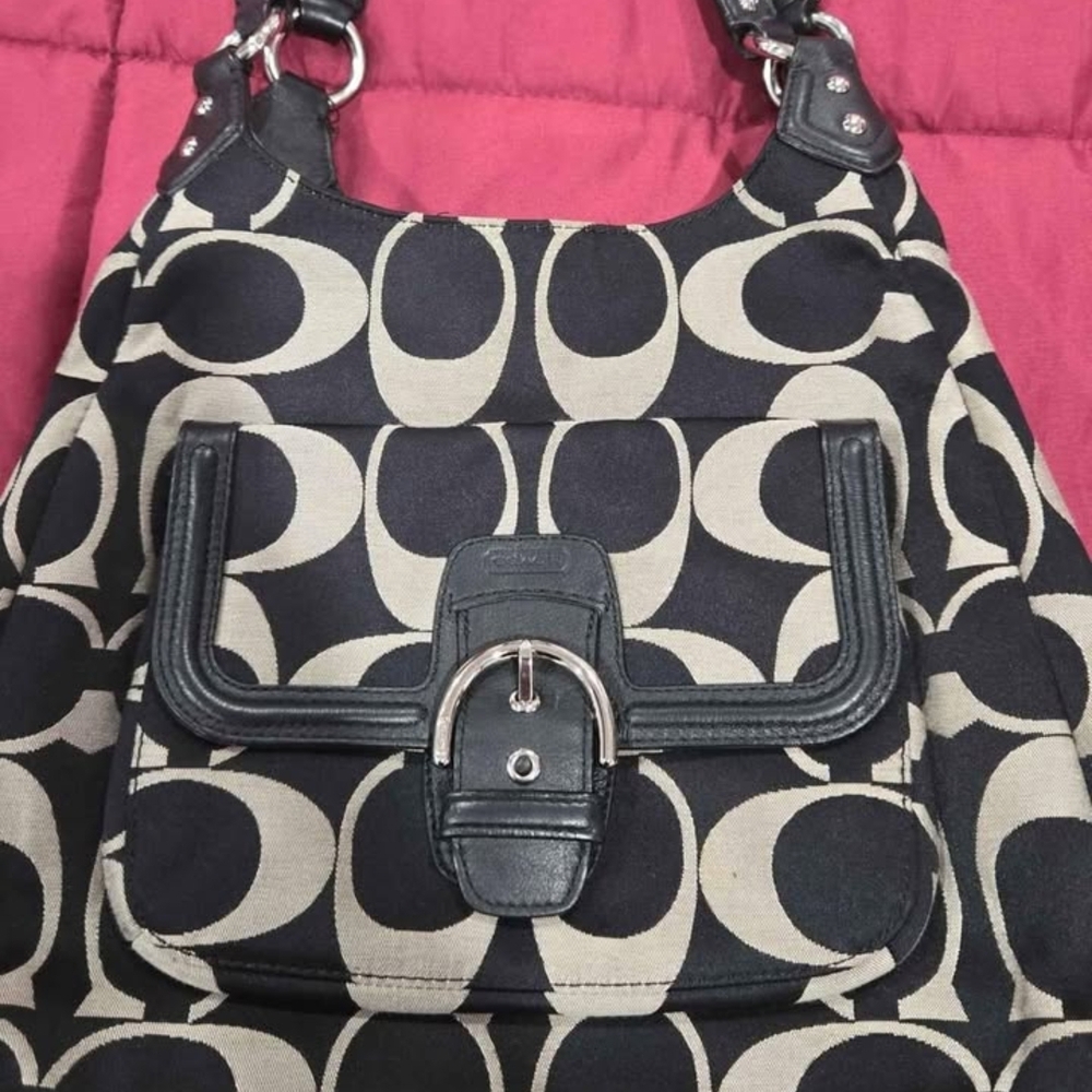 Coach Black and Cream Patterned Women's Bag